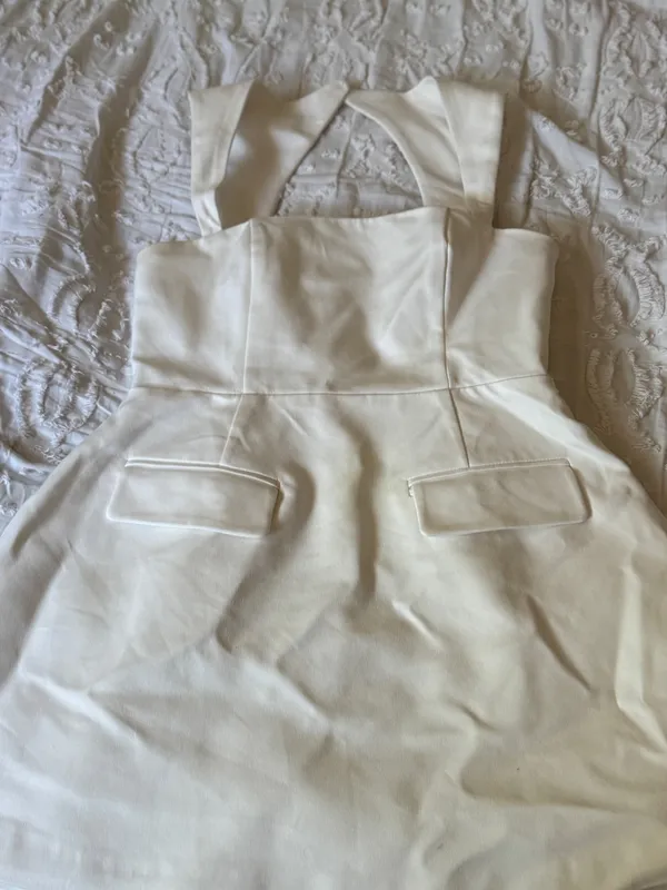Showpo Cream Mini Dress with Structured Bodice - Image 2