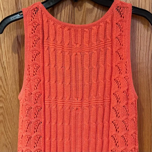 Trina Turk Open Crochet‎ Knit Sleeveless Dress Cover-Up in Orange Pop Size XS/S - Image 7