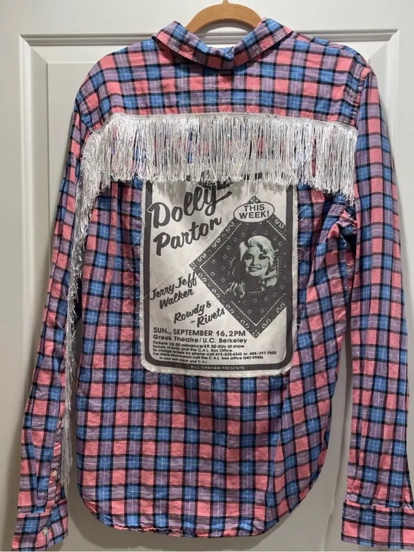 One-of-a-Kind Custom Dolly Parton Western Fringe sequin Shirt L - Image 3