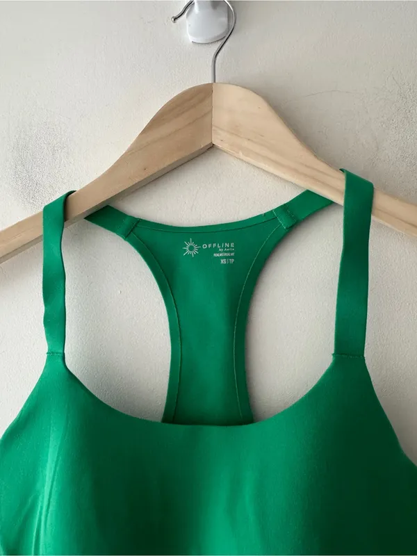 OFFLINE By Aerie Green Real Me Hold Up! Racerback Sports Bra - Image 4