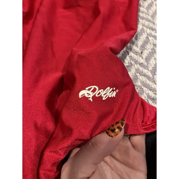 Vintage 90s Dolfin Red One Piece Retro Competition Swimsuit USA See Pics - Image 3