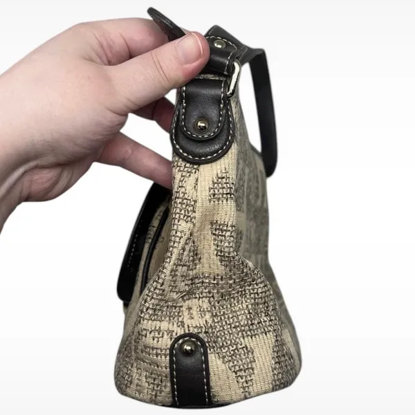 Etienne Aigner All Over Logo Print Shoulder Bag Purse Tan, Brown & Gold Hardware - Image 6