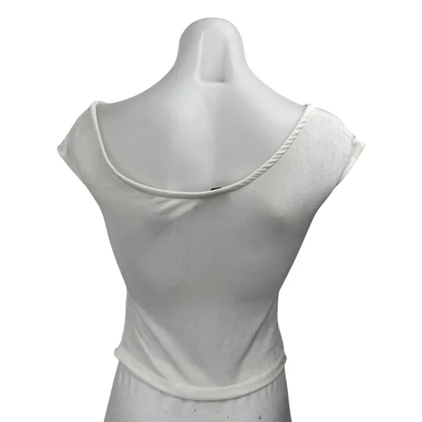Edikted Women's White Short Sleeve Boat Neck Cropped T Shirt Tee Top Size M - Image 2