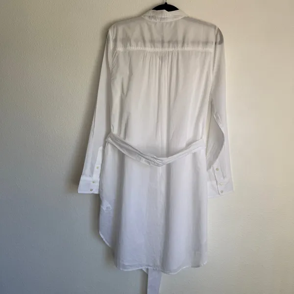 NWT J. Crew Sz L Coverup Shirt‎ Dress White BF771 Vacation 100% Organic Cotton - Image 4