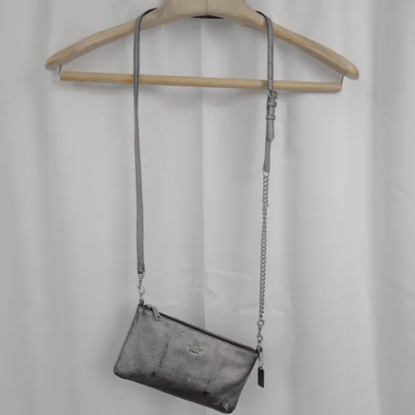 Coach Kylie Metallic Silver Crossbody Mini Purse - Image 4
