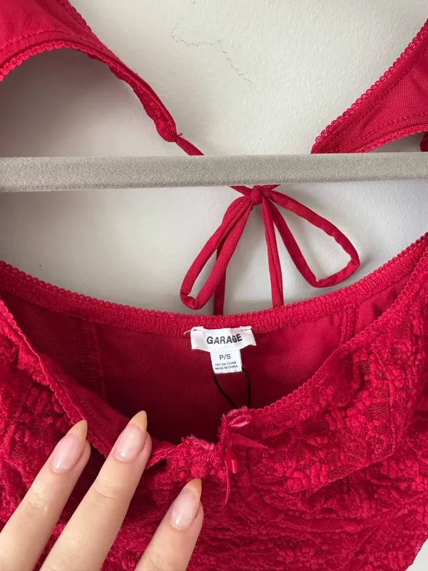Garage red lace corset style top - Image 2