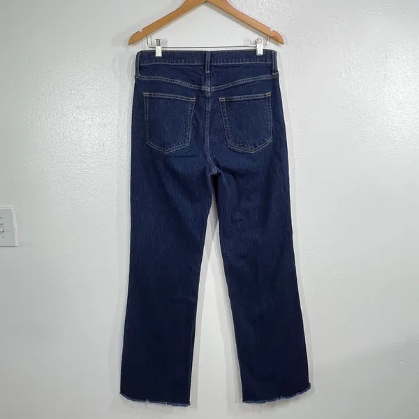 GAP Vintage Flare High Rise Jeans 31 12 Tall Dark Wash Rinsed Raw Hem‎ Stretch - Image 4