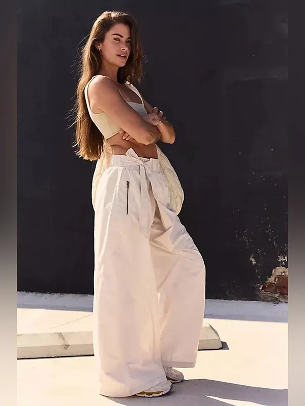NWT FREE PEOPLE Movement One More Time Wide Leg Pants- Bleached Clay - Image 2