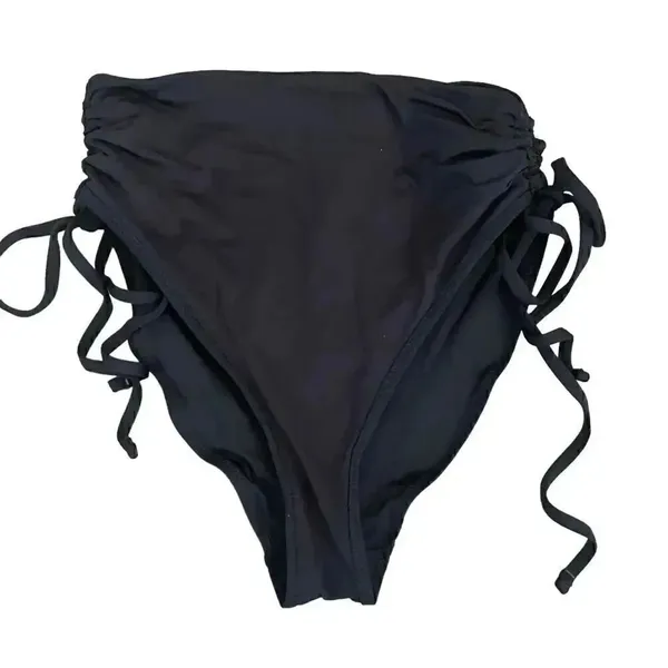 Black Brazilian High Waist Swimming Suit Bottoms Rutched SZ XS - Image 5