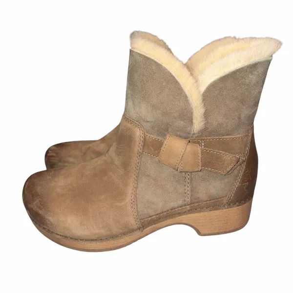 Dansko Nubuck Leather Water Resistant Shearling Lined Bessie Clogs Booties Shoes 38 - Image 3