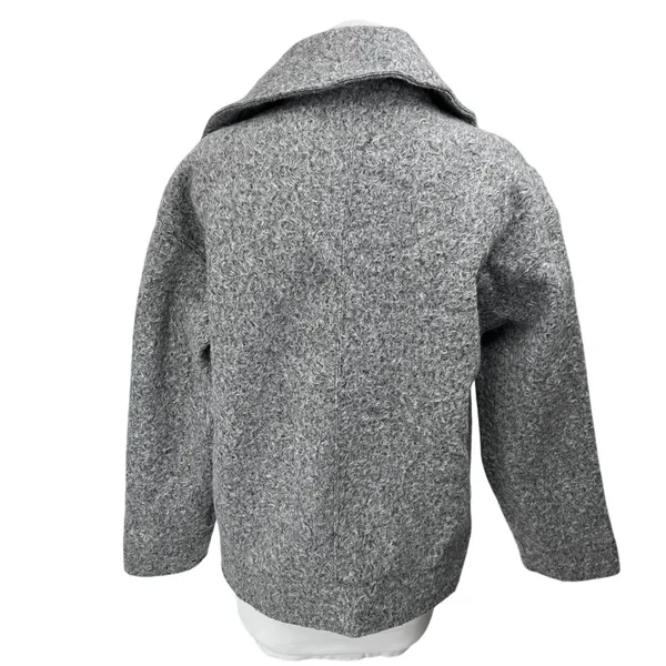 Zara Boucle Women's Gray Asymmetric Zip Collared Oversized Over Coat Jacket Sz S - Image 6