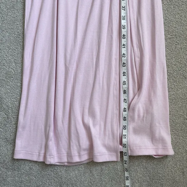Daily Practice Line It Up V-Neck Maxi Dress Pink White Ribbed Size Medium - Image 13