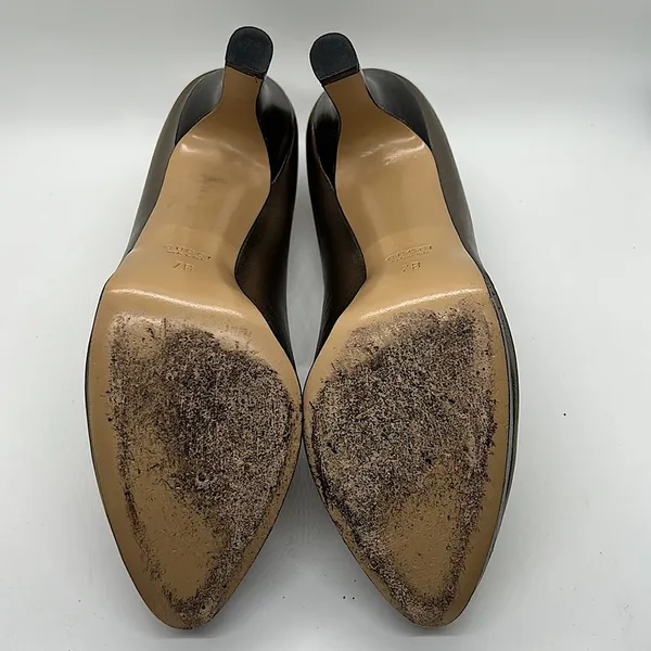 Gucci Authentic Gorgeous Metallic Nappa Silk Block Heel Shoes **Size 7** - Image 8