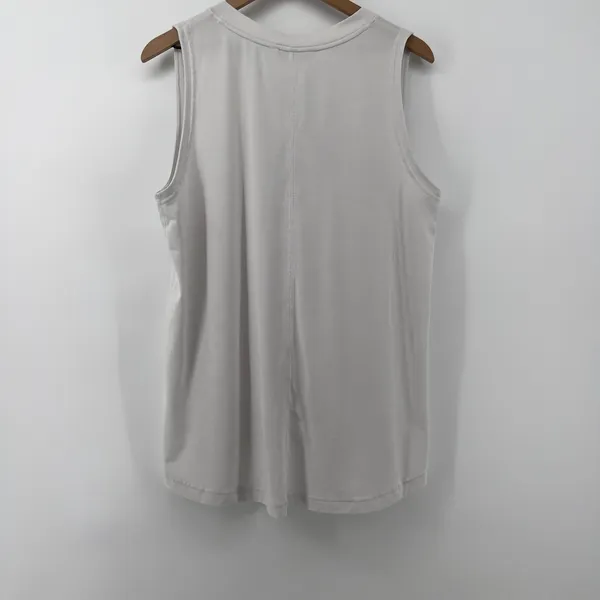Athleta Women M Inspire‎ Tank Top White V-Neck Oversized Flowy Relaxed Yoga Gym - Image 3