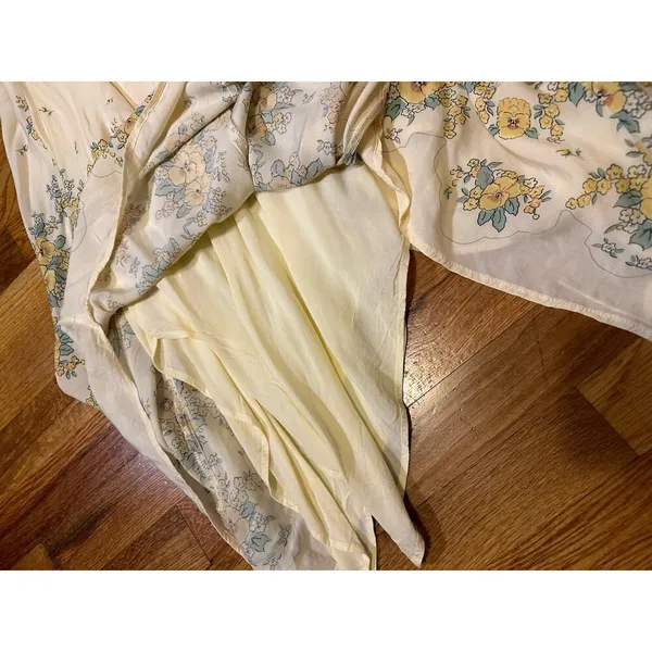 Urban Outfitters Yellow Floral Handkerchief Spaghetti Strap Midi Dress Large - Image 7