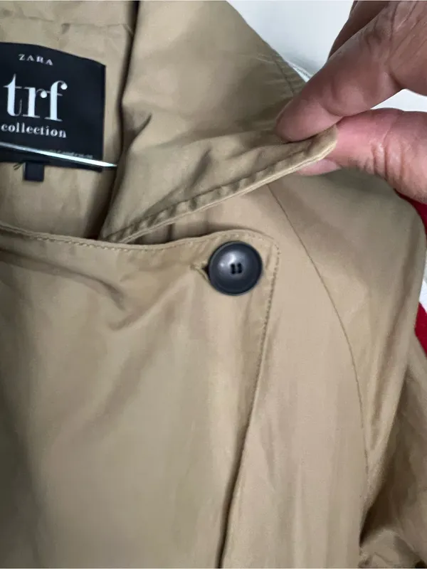 Zara TRF Beige Striped Belted Beige Trench Coat Utility Streetwear Duster Jacket - Image 5
