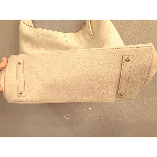 Dooney & Bourke Vintage Cream Pebbled Leather Hobo Shoulder‎ Bag Gold Hardware - Image 7