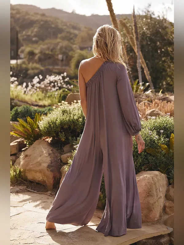 NWT Free People Beach Sunday Stroll One Shoulder Wide Leg Purple Jumper Smals - Image 2