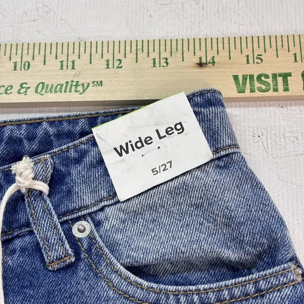 Witty Fox Jeans Women 5/27 Blue Cotton Denim Wide-Leg Travel Faded Stretch - Image 5