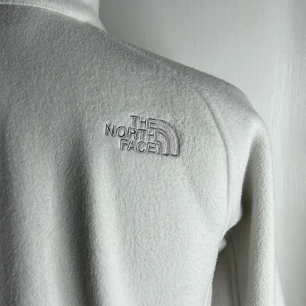 The North Face White Zip-Up Fleece Jacket Size Medium. Cream - Image 6