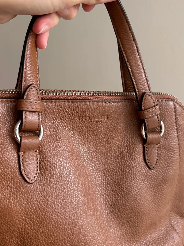 Coach Park Leather Mini Satchel, Saddle Brown Pebble Leather, Crossbody Strap - Image 9