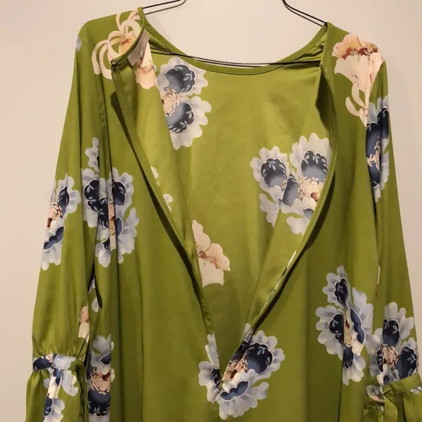 LOFT Floral Long Sleeve Green Midi Dress - Image 7