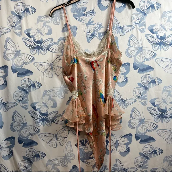 Victoria’s Secret Floral Lace Trim Bodysuit Sz M - Image 2