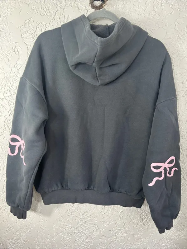 EDIKTED Bonney Bow Detail Hoodie Sweatshirt Size L - Image 9
