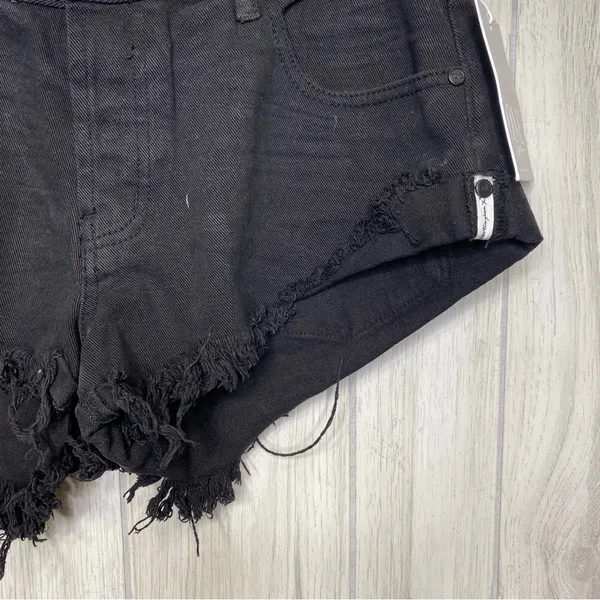NEW One Teaspoon Bandits Relaxed Fit Twisted Cuff Hem Shorts Black Panther 29 - Image 7