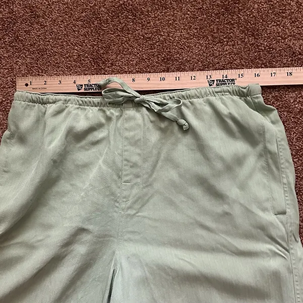 Silk Tommy Bahama Capri Pants Women's Med Macha Green Drawstring Pockets Lagen - Image 5