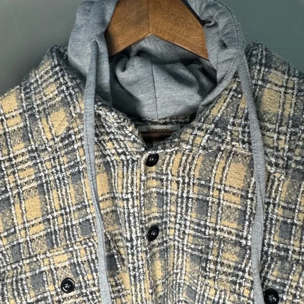 A‎ Peach (A Buckle Brand) Oversized Tweed Hooded Shacket Size Large - Image 7