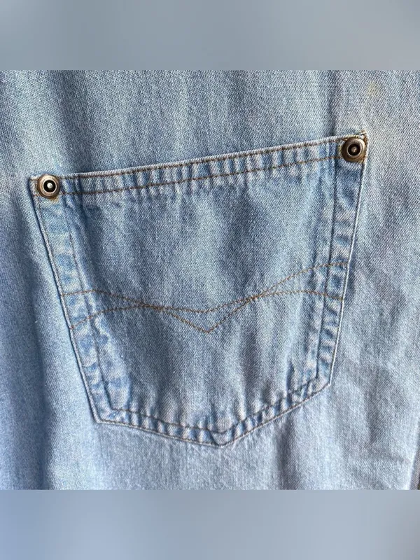 Ladies Justin Allen vintage western denim jean shirt casual fall winter Large - Image 3