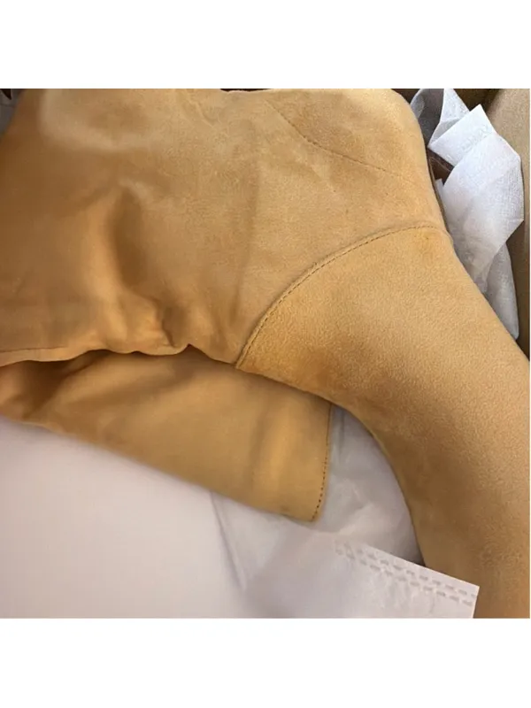 NEW Knee High Vegan Suede Boots Wide Calf Kitten Heel Pointed Toe 7 - Image 8