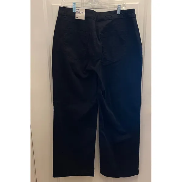 Old Navy Extra High‎ Rise Wide Leg Pants Black Stretch Twill Trousers 14 NWT - Image 3