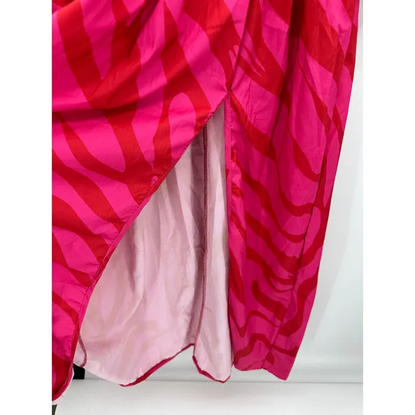 Womens Red Pink‎ Printed Maxi Dress Size S Resort Side Slit Half Sleeve Boho - Image 4