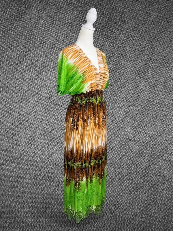 Green And Brown Patterned Maxi Dress Size M - Image 2