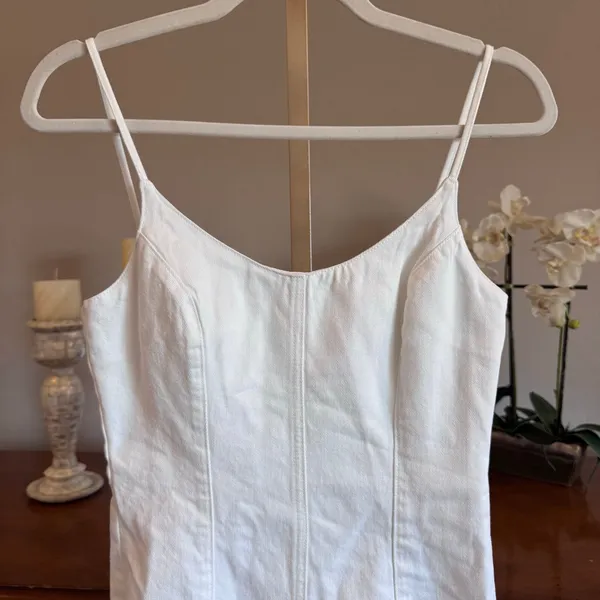 Amanda Uprichard Rocco Midi Denim Dress White Wash XS NWT 100% Cotton - Image 3