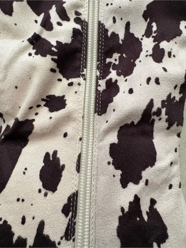 Ann Michell Brown and White Cow-Print Mid-Calf Heeled Boots - Image 2