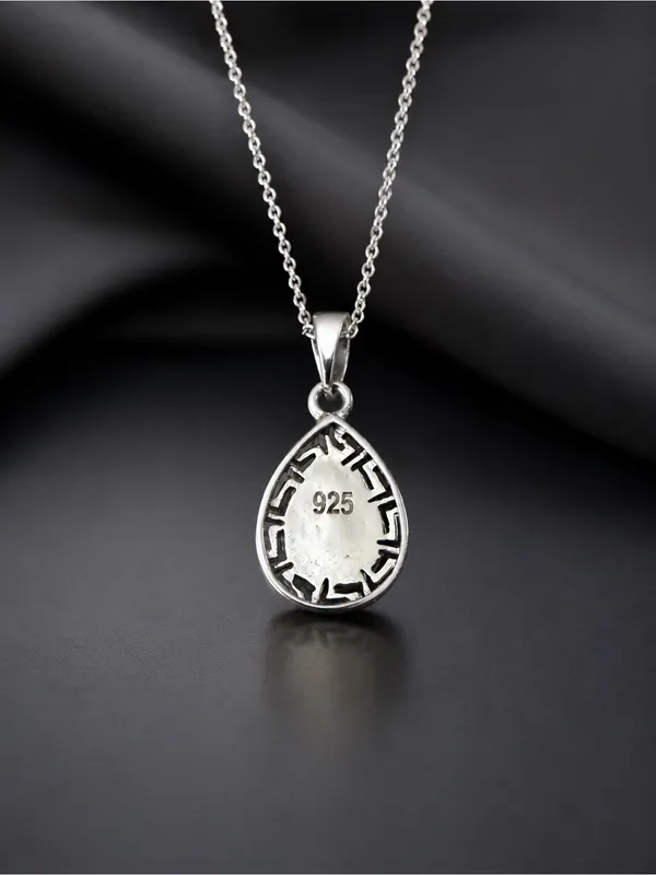 Sterling Silver Lab Created Opal Pendant Necklace 925🔥 - Image 2