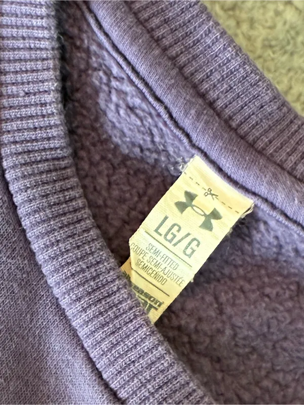 Under Armour Women’s Long Sleeve Kangaroo Pouch Purple Logo Sweatshirt Size L - Image 3