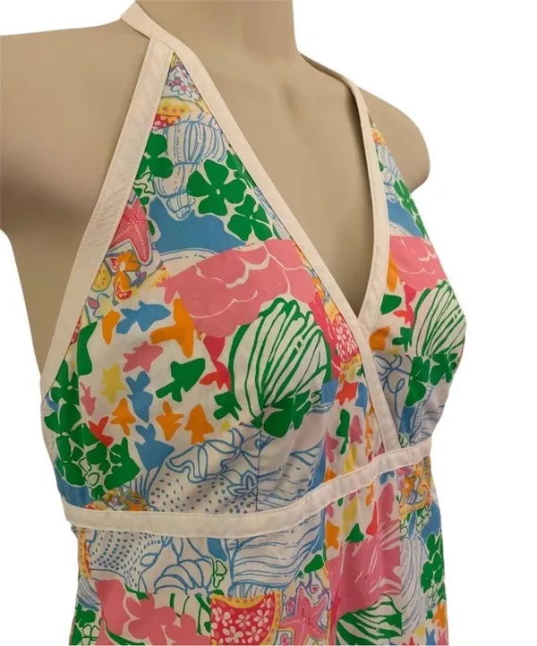 Lilly Pulitzer Vintage  Patchwork Print Halter Dress Size 4 - Image 2