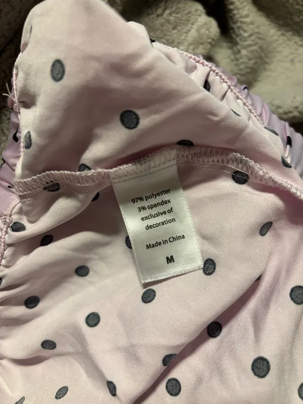 Pink and black polka dot satin pajama set Worn a few times Size M #polkadot - Image 5