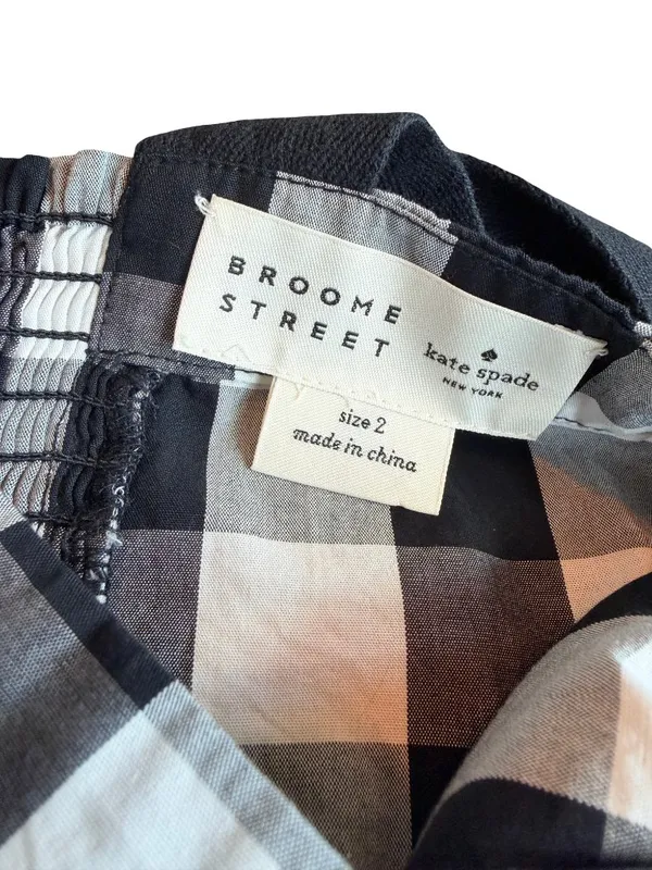 Broome Street x Kate Spade Black White Check Tank Top Shirt Blouse Size 2 Womens - Image 7