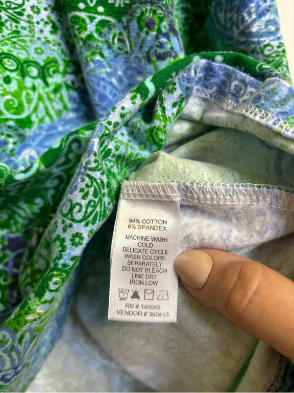 Chadwicks Green & Blue Patterned Scoop Neck Long Sleeve Top - Image 4