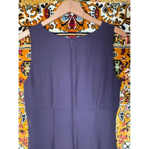 Vintage INC Dark Purple 100% Silk Floral Maxi Dress Size 12 Wedding Guest - Image 6