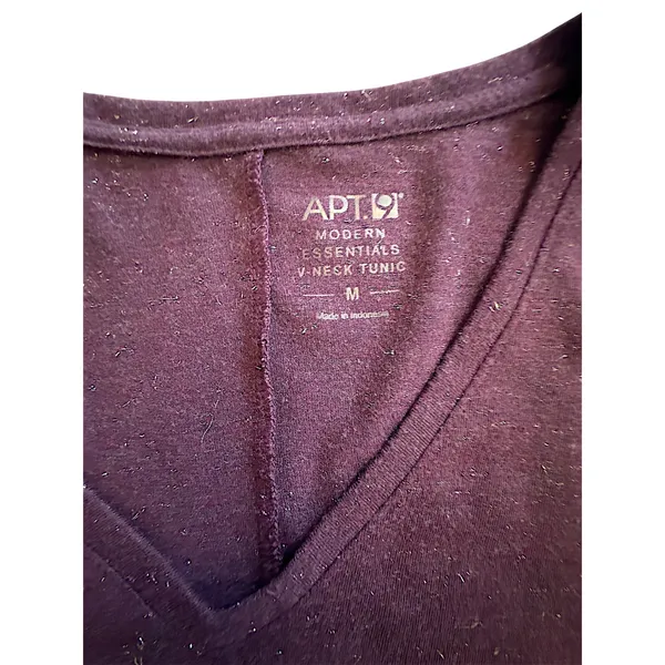 APT 9 Modern‎ Essentials V Neck Tunic Long Sleeve Shirt Burgundy Gold Glitter - Image 5