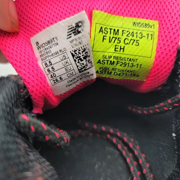 New Balance Shoes Womens 8.5 B 589 V1 Composite‎ Toe Work Shoe Black Pink - Image 11