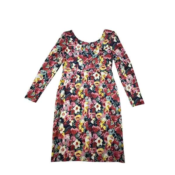 Betsey Johnson Dark Lines Floral Women's Dress‎ 8 Roses Navy Pink Valentine Goth - Image 2