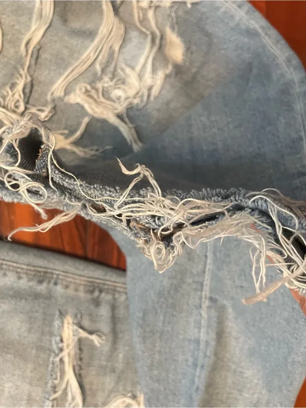 American Eagle Jeans Womens 12 Blue Denim Mom Straight Jean High Rise Distressed - Image 8