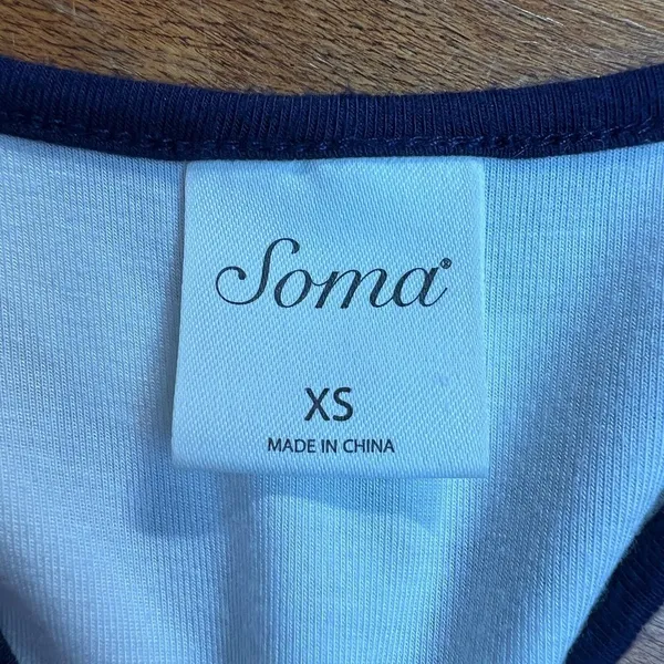 Soma Maxi Dress Women XS Navy Blue White Stripes Racerback Side Slits Sleeveless - Image 6